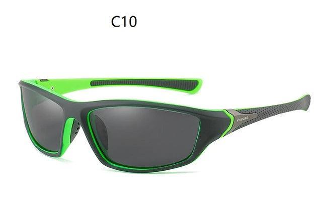 Leapfrog polarized sunglasses C10 green and black sports eyewear with dark lenses