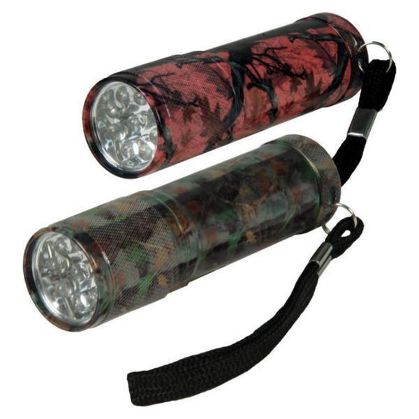 LED camo flashlights with wrist straps, outdoor camping and hunting gear.