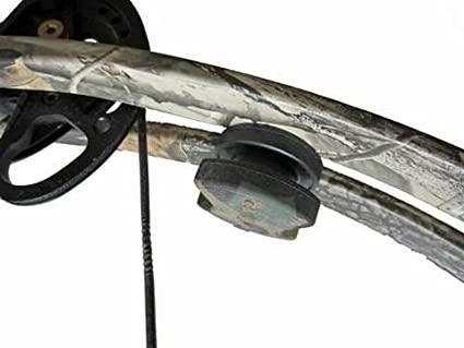 Limbsaver archery bow dampener attached to camouflage compound bow
