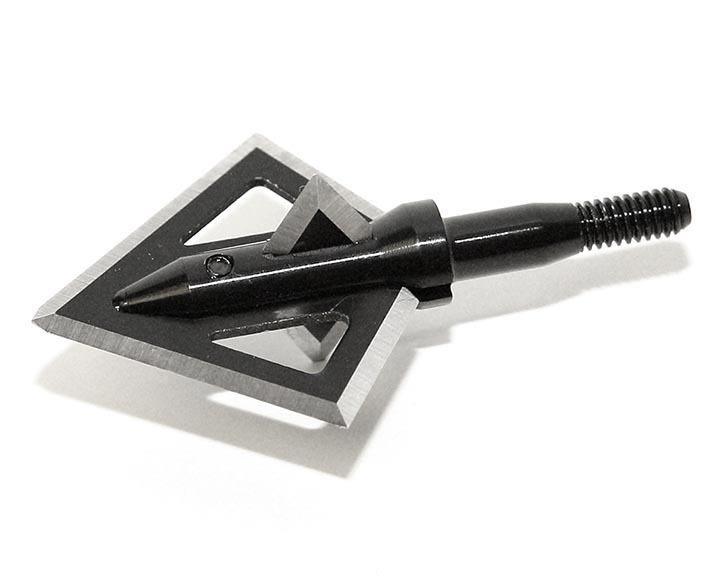 Magnus Archery Black Hornet 4-blade broadhead with silver cutting edges on white background