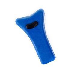 Mathews Archery Dead End String Stopper with gel, blue Y-shaped accessory on white background