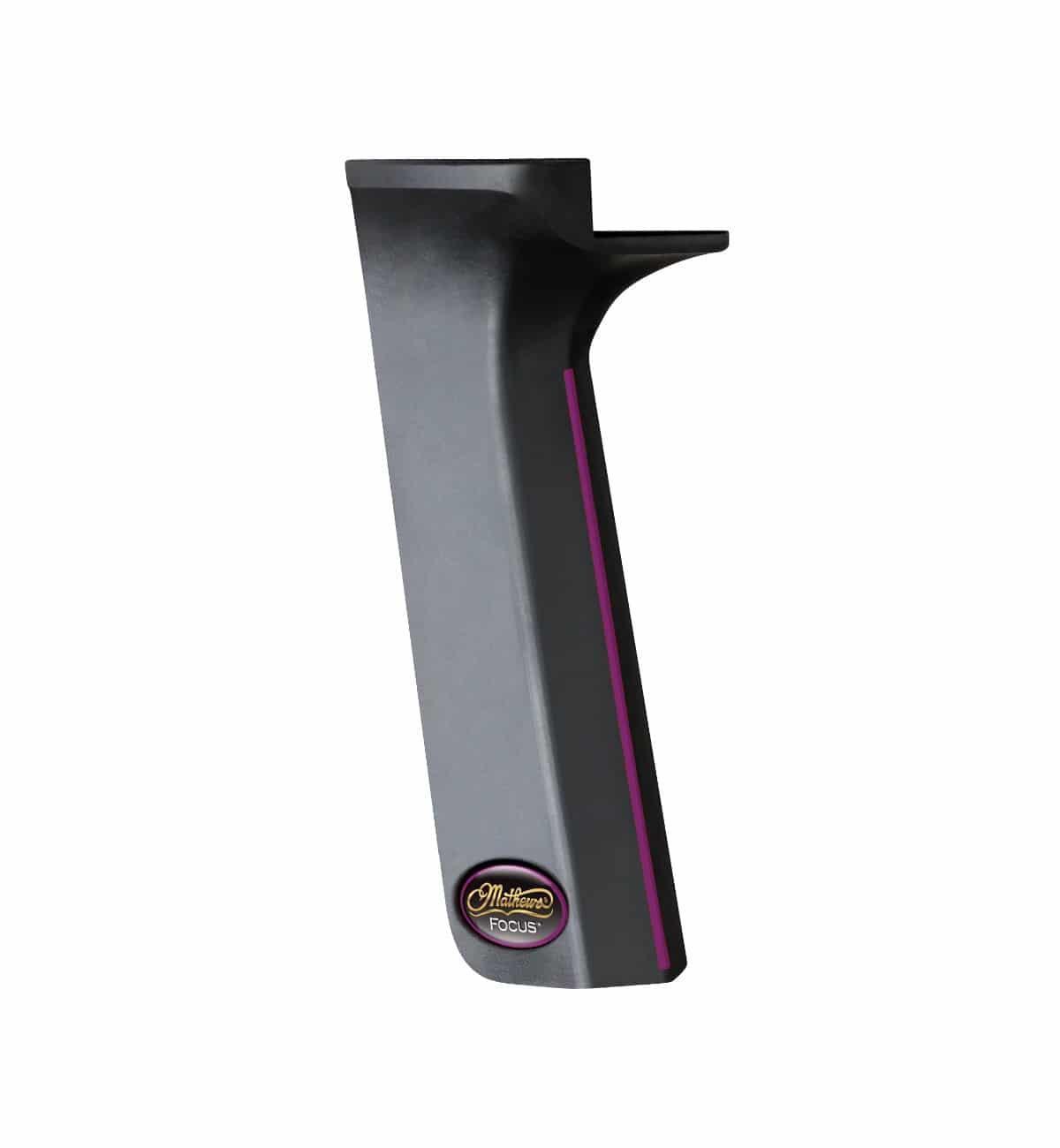 Mathews Archery Focus Grip black with pink accent, logo detail, product photo