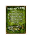 Metal Tin Sign - Green Fisherman's Rules - Leapfrog Outdoor Sports and Apparel