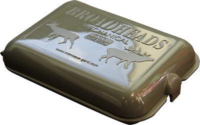 MTM Case-Gard army green mechanical broadhead case with deer silhouettes on the lid