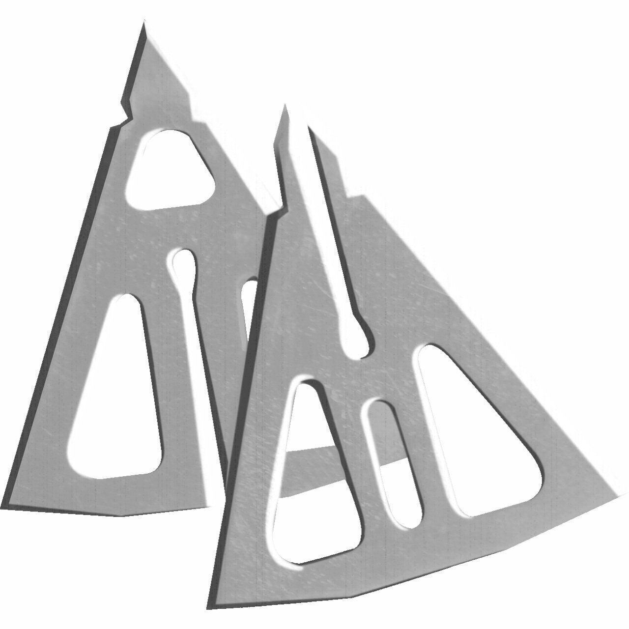 Muzzy archery broadhead replacement blades, silver, set of two on white background