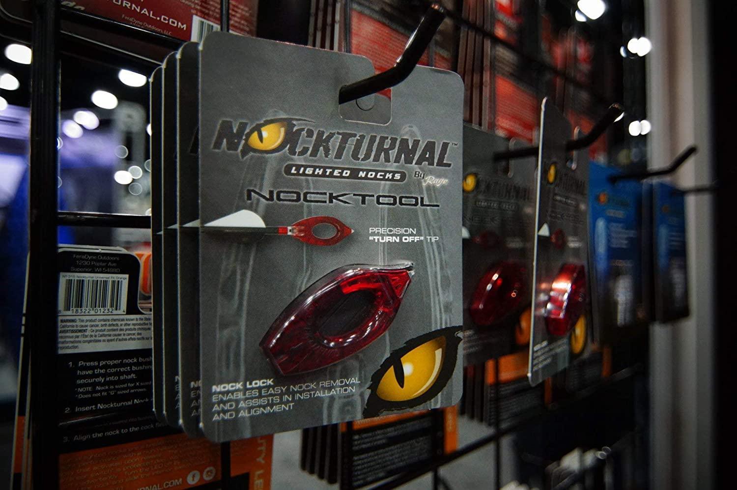 Nockturnal lighted nocks universal nock tool for archery displayed in retail packaging