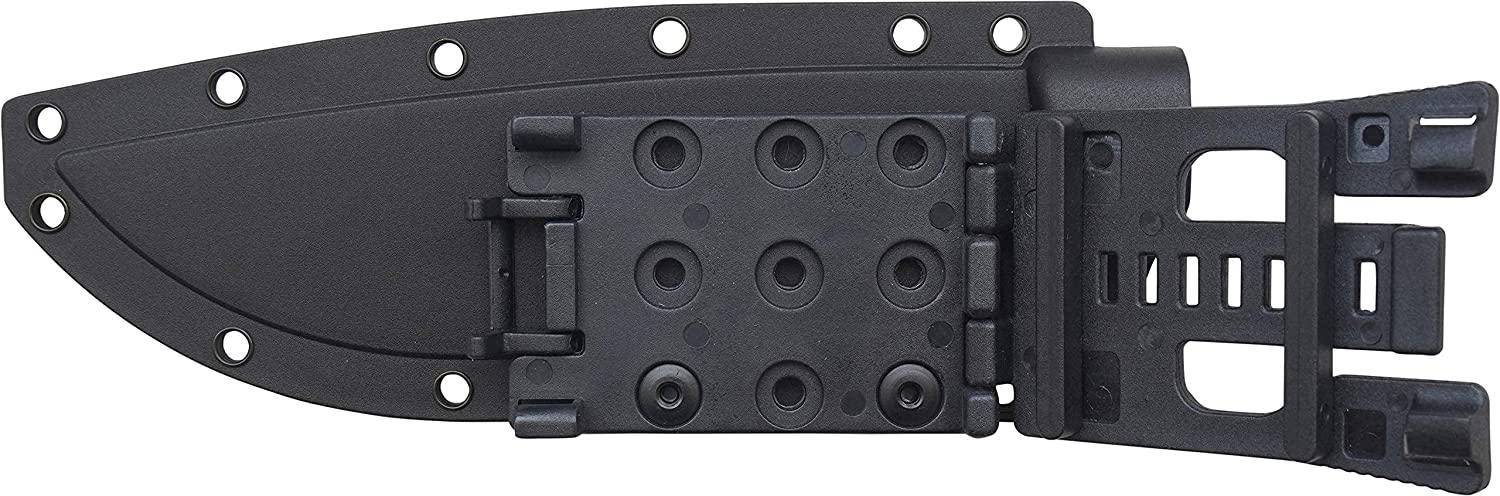 Black fixed blade knife sheath with belt clip attachment, camping gear accessory