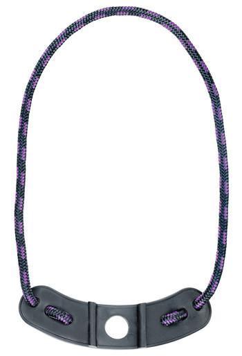 Braided black and purple Pine Ridge Archery Kwik Sling with black mounting plate