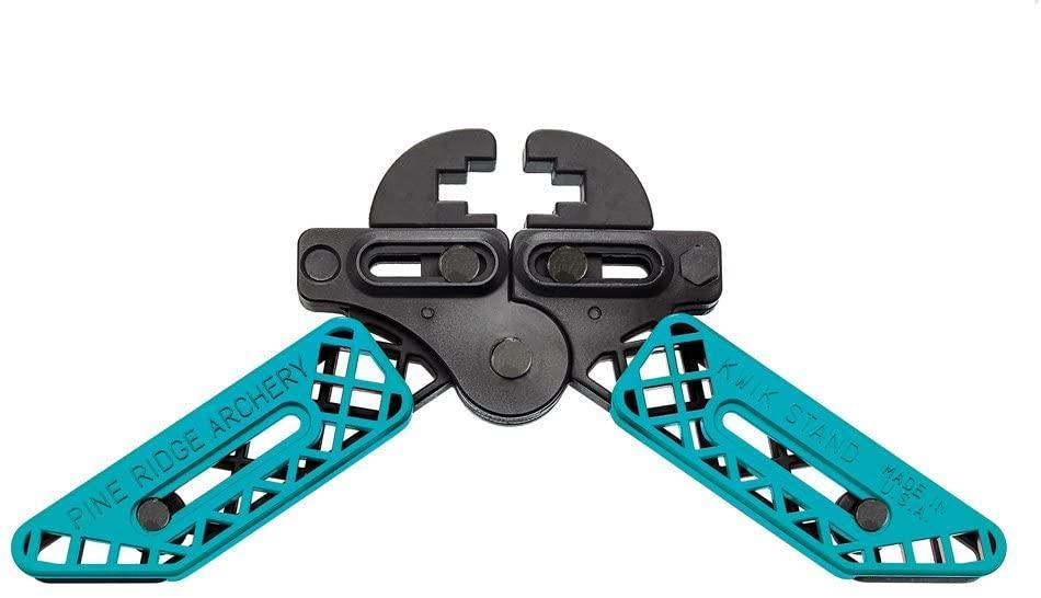 Pine Ridge Archery Kwik Stand bow support with black and teal foldable arms