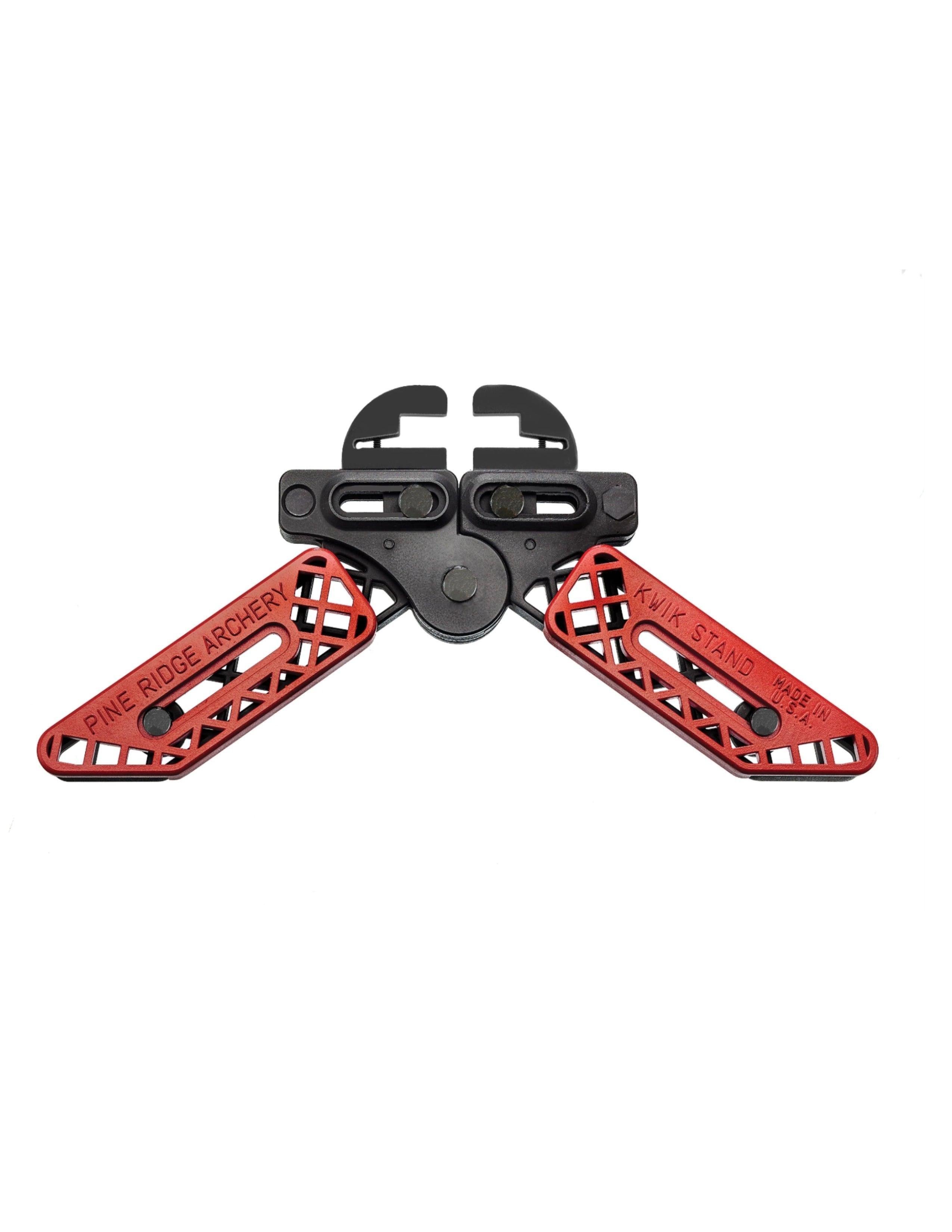 Pine Ridge Archery Kwik Stand bow support with red arms on white background