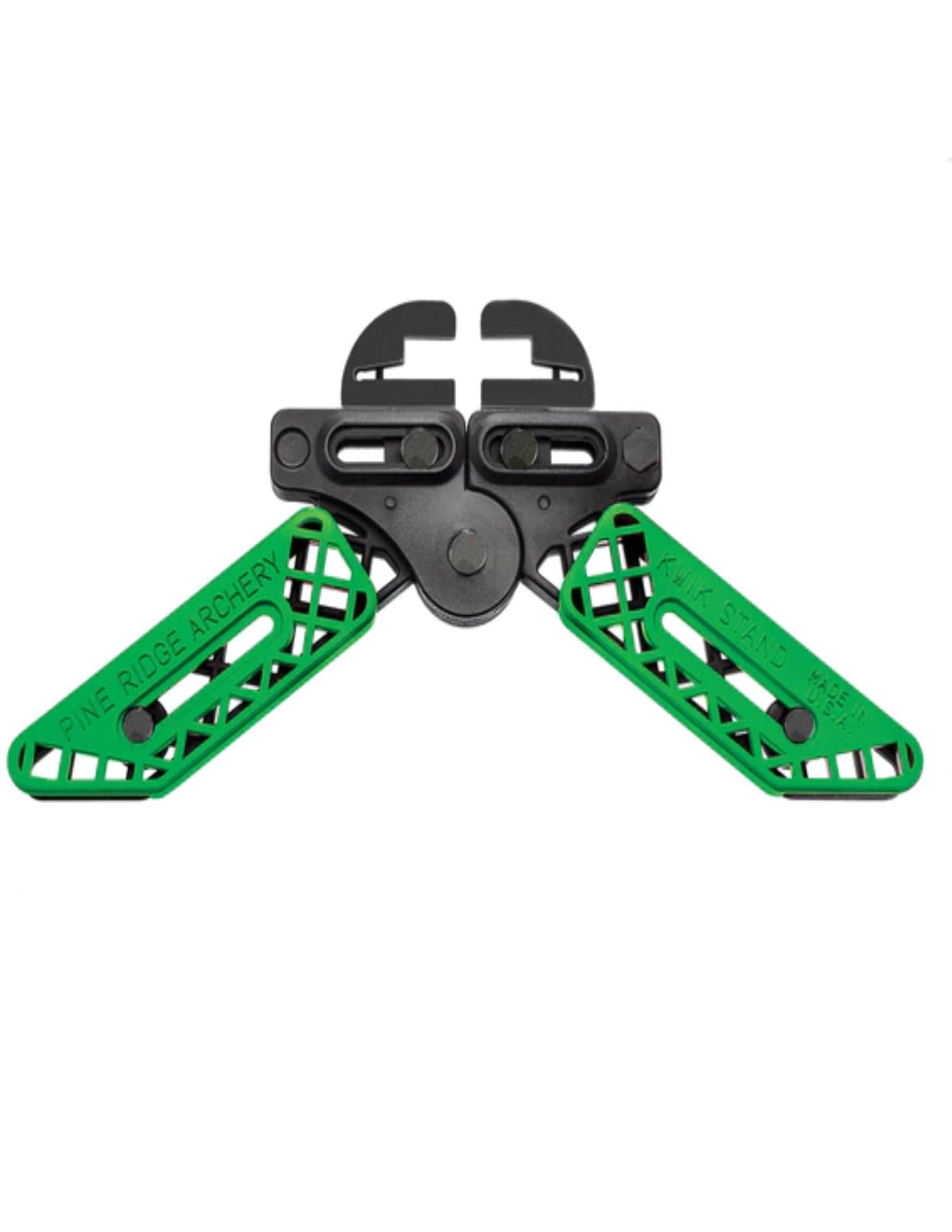 Pine Ridge Archery Kwik Stand bow support with green arms on white background