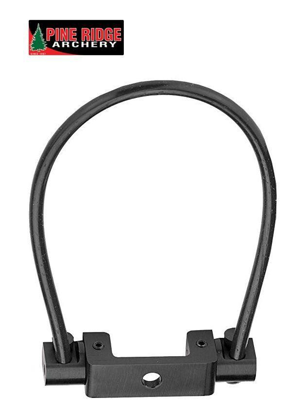 Pine Ridge Archery Nitro bow wrist sling with black cord and metal bracket on white background.