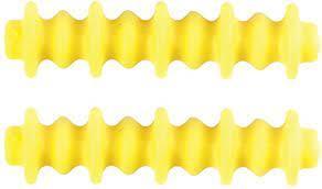 Two yellow Pine Ridge Archery Nitro Button XL silicone accessories side by side