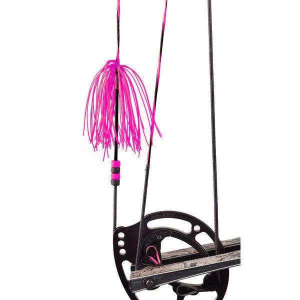 Pink Pine Ridge Archery Nitro Whiskers string silencer on compound bow cam