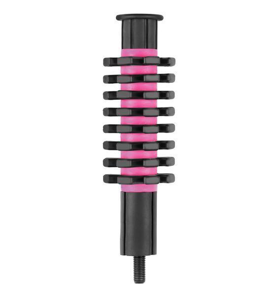 Pine Ridge Archery Sawtooth Stabilizer 5.5 inch, black with pink rings, isolated on white