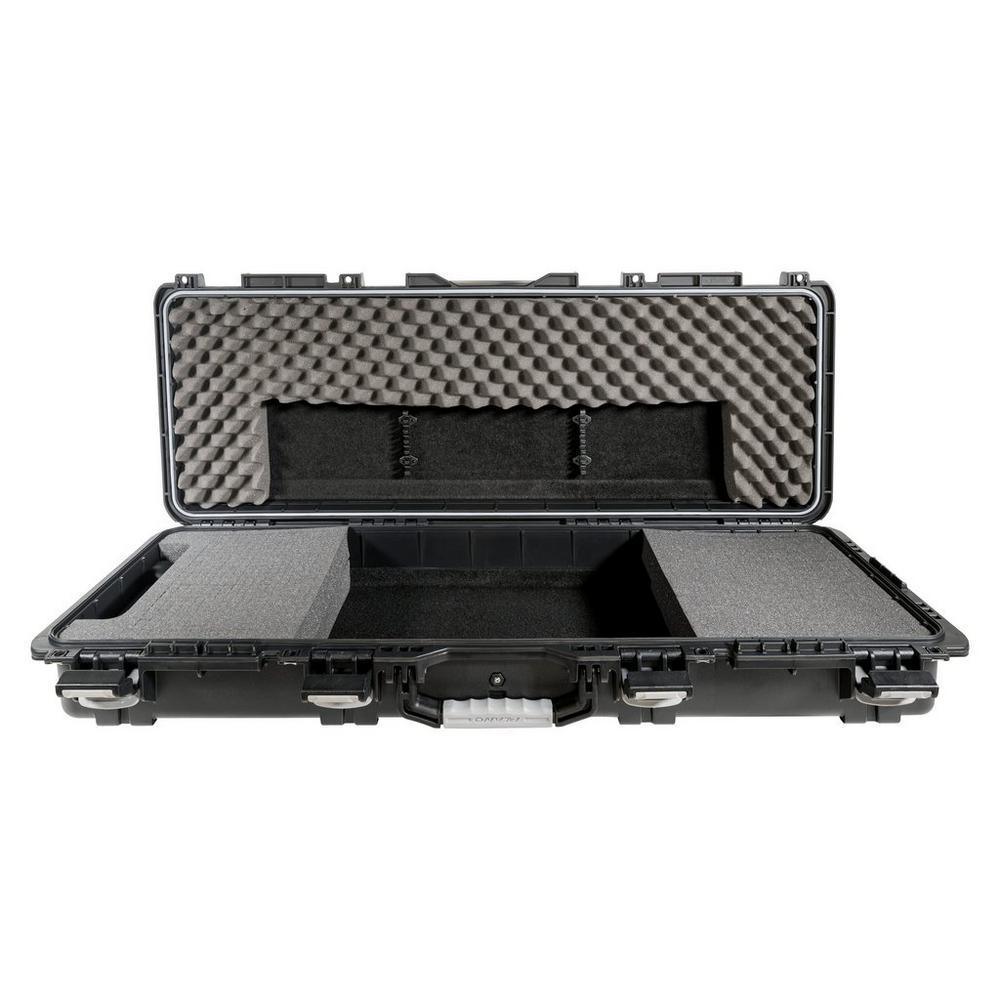 Plano Archery Field Locker Element bow case open with foam padding, hard black exterior