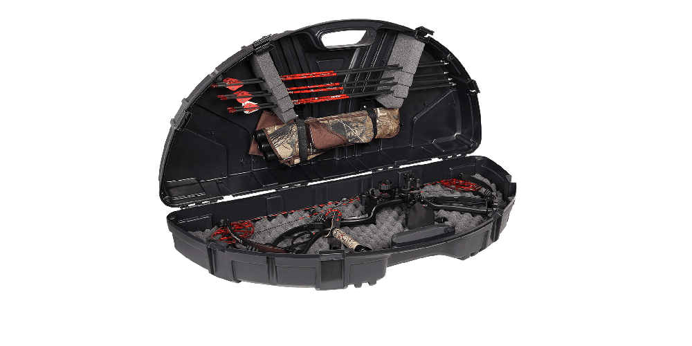 Plano SE Series bow case with arrows and compound bow for archery storage