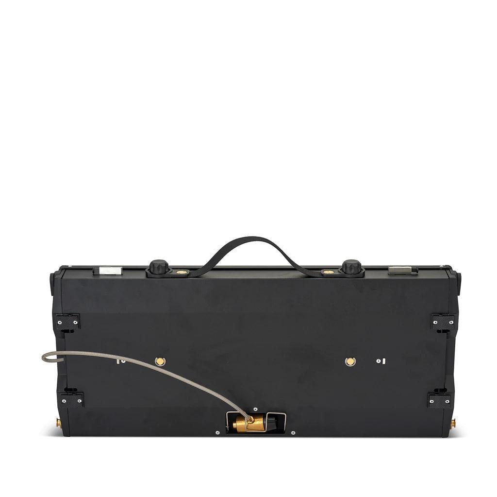 Primus Alika portable camping stove closed, black case with handle and gas hose