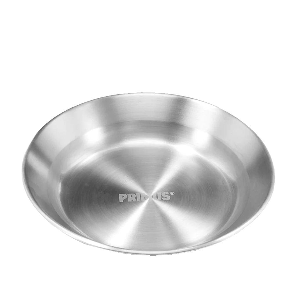 Primus stainless steel campfire plate on white background