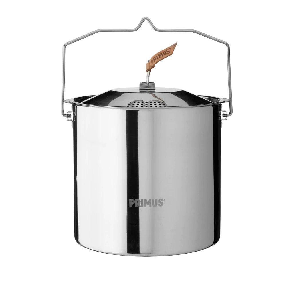 Primus Campfire stainless steel pot with lid and handle on a white background