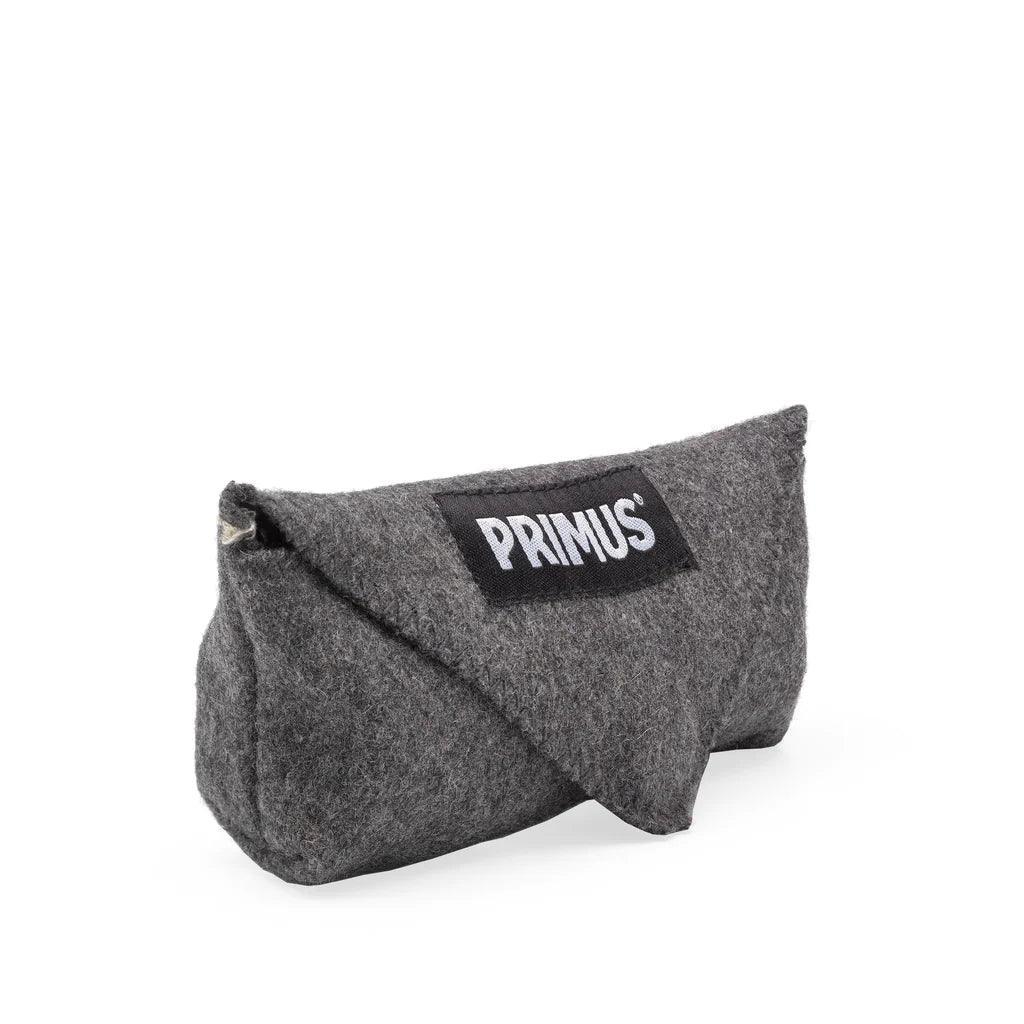 Primus grey felt carrying pouch for camping or backpacking stove on white background