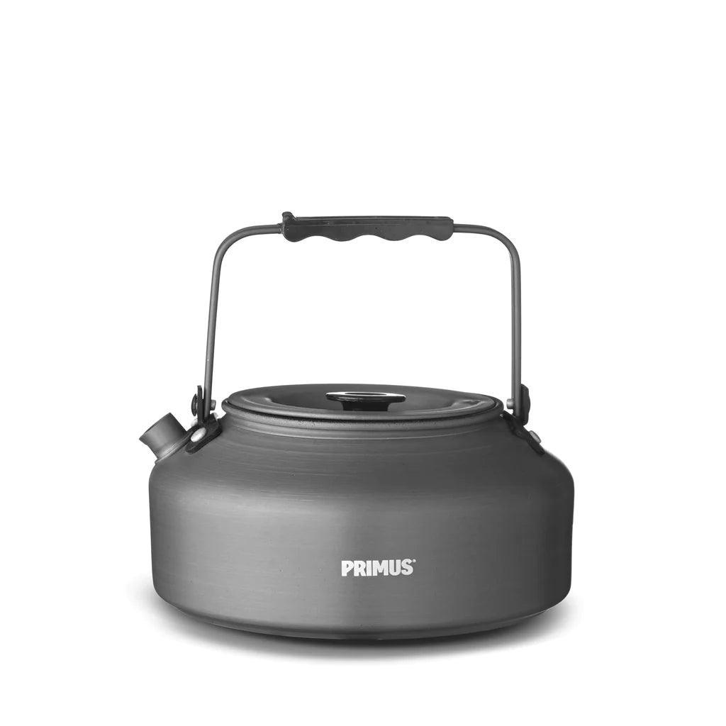 Primus Litech camping kettle with handle against white background