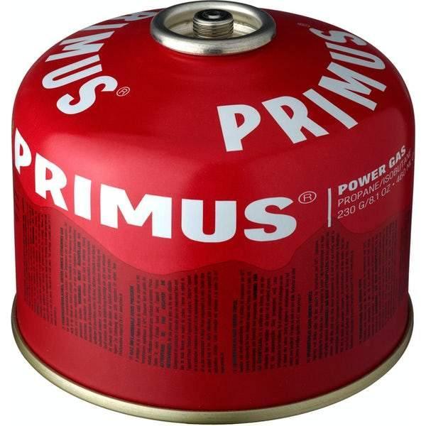 Primus red gas canister with propane isobutane mix for outdoor camping stoves
