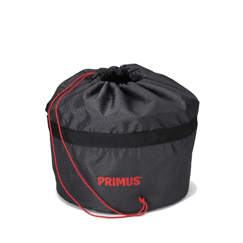 Primus Primetech stove system in black drawstring carry bag with red logo and cord