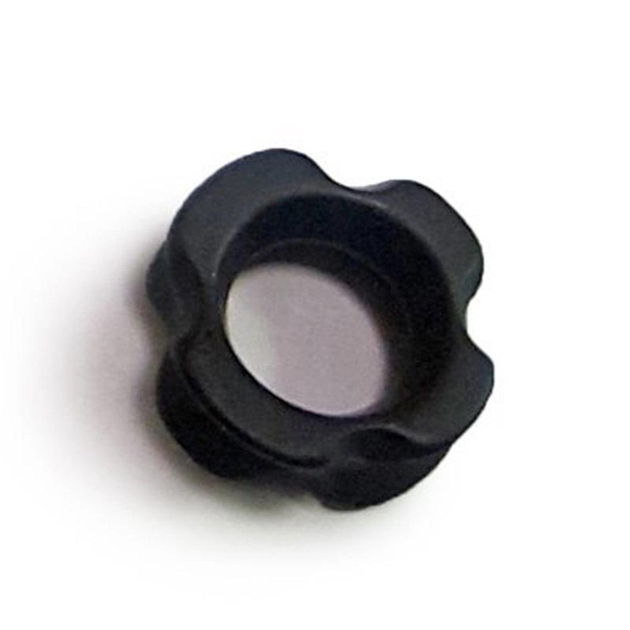 Black aluminum archery peep sight on white background, PSE Archery 13th Element