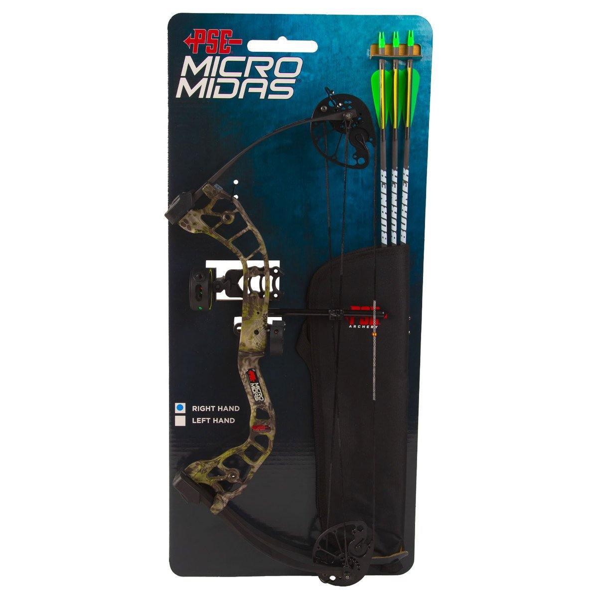PSE Micro Midas compound bow set with arrows in retail packaging