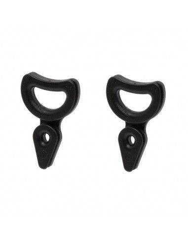 Pair of black PSE Archery Buss Tuning System splitters on white background