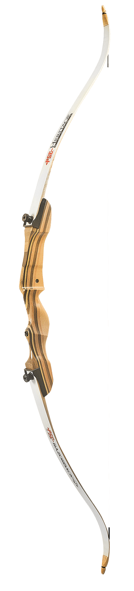PSE Archery Razorback 62 traditional recurve bow with wood grip and white limbs