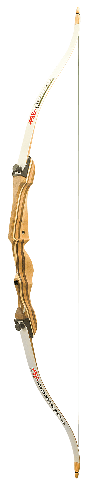 PSE Archery Razorback Jr 54 inch traditional recurve bow with wood riser and white limbs