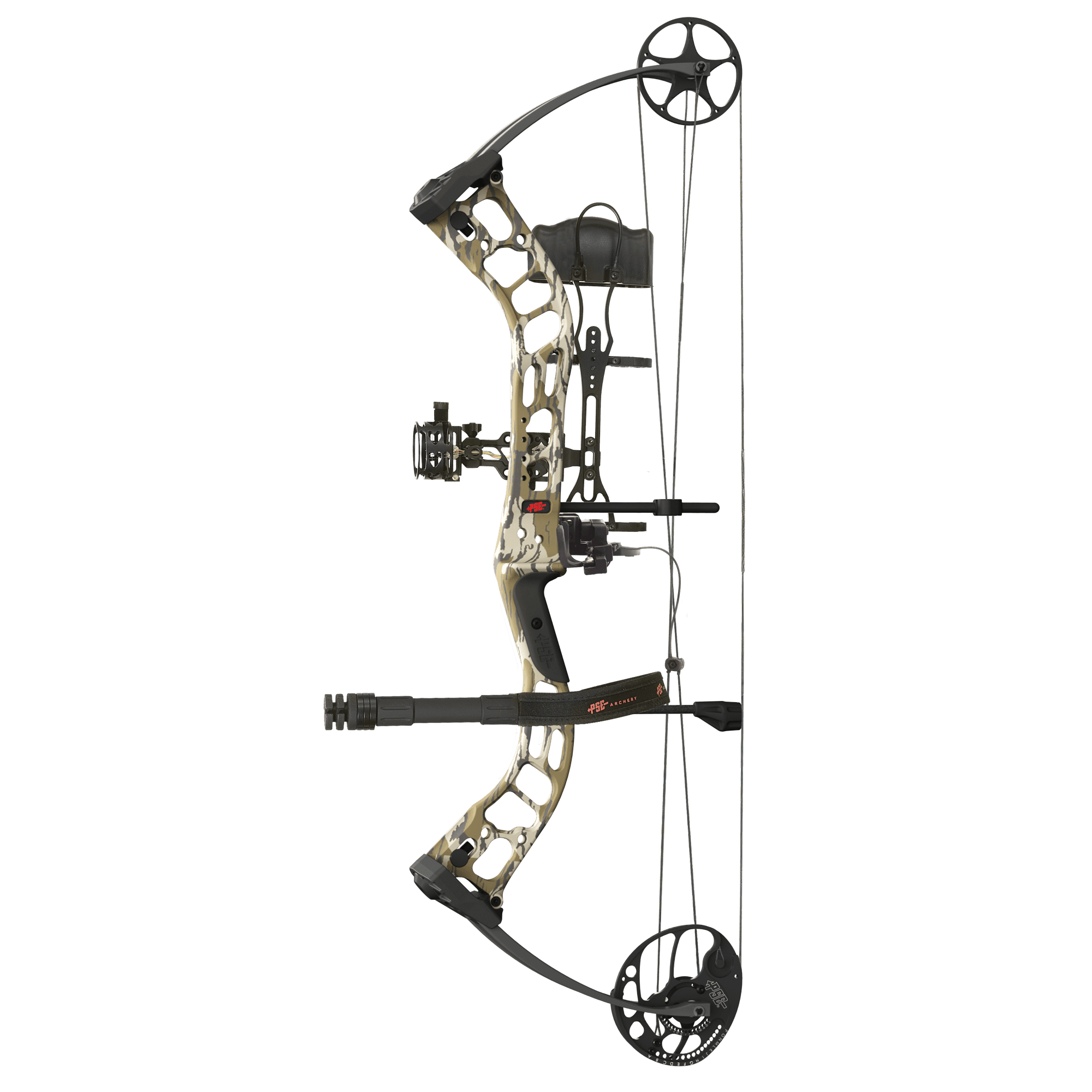 PSE Archery Stinger ATK compound bow with camouflage finish and accessories attached