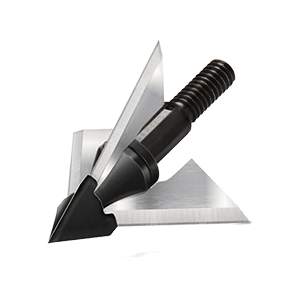 QAD Exodus Full Blade broadhead with sharp stainless steel blades for archery hunting