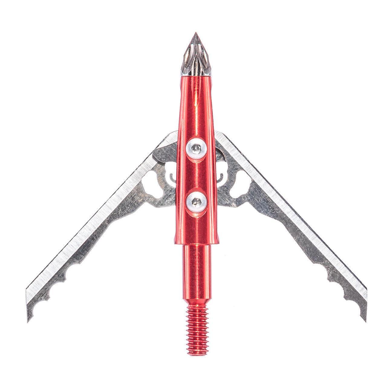 Rage Archery X-Treme NC chisel tip broadhead with red shaft and open razor blades