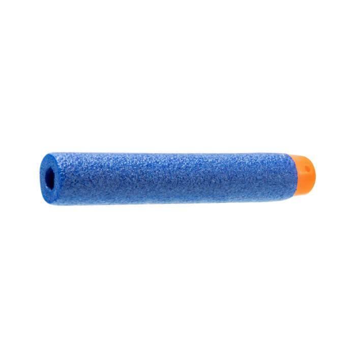 Blue foam dart with orange tip for toy blasters on white background