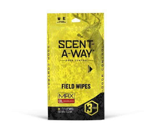 Scent-A-Way Max Field Wipes odor control yellow package with deer graphic