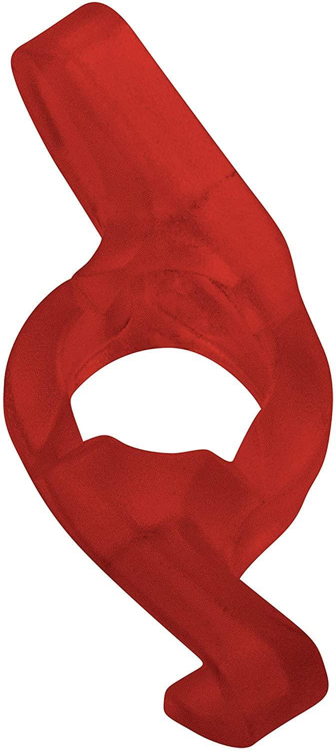 Red plastic archery broadhead wrench tool on a white background