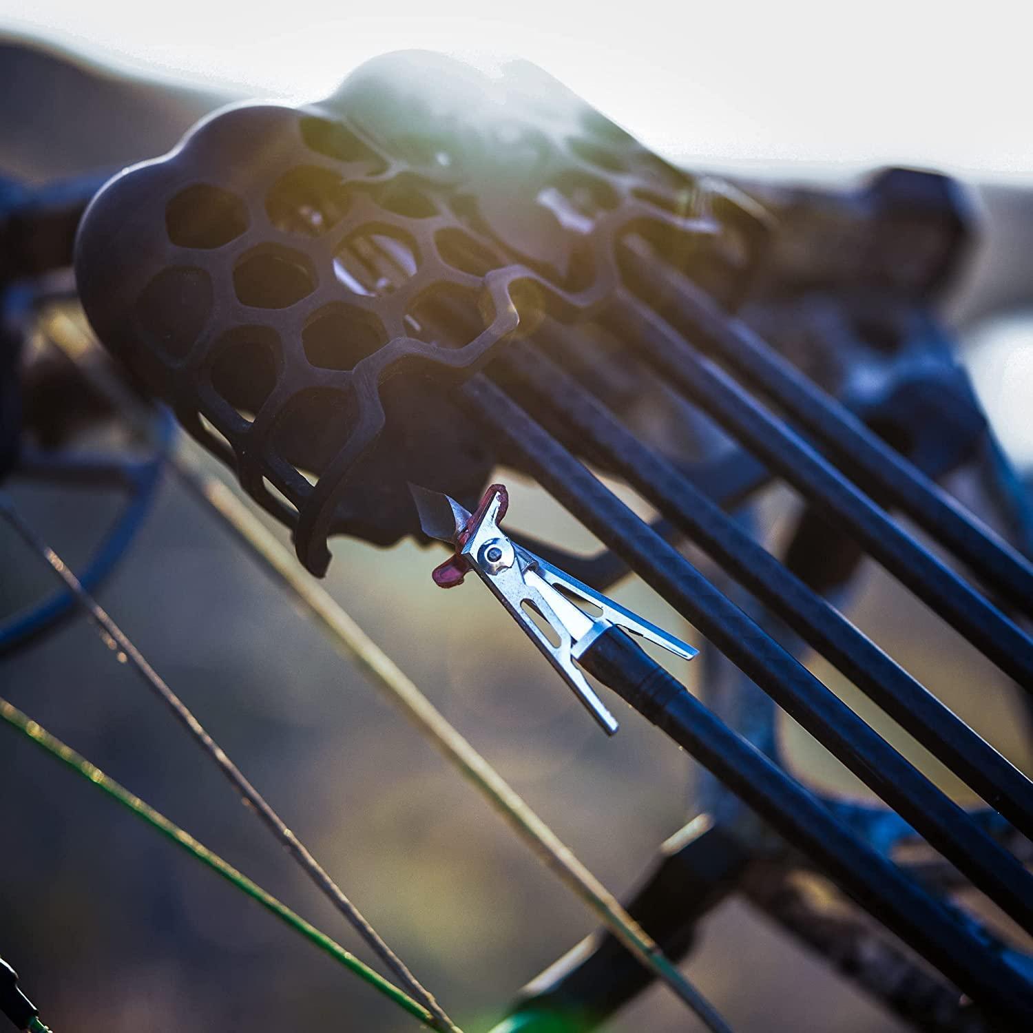 SIK SK2 broadheads on arrows in black quiver, archery hunting gear outdoors