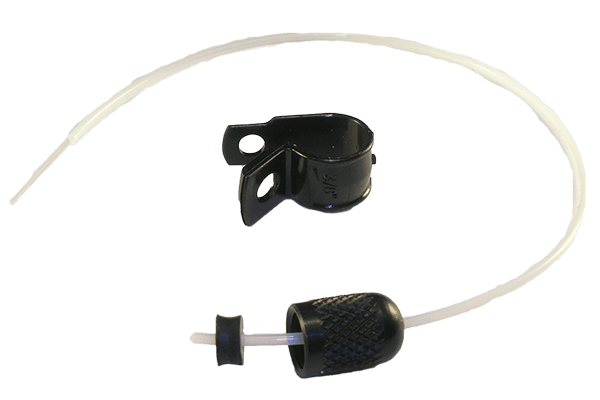 Specialty Archery clear fiber adapter kit with black clamp and fiber optic cable