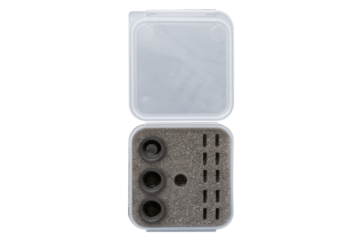 Specialty Archery PXL Hunter peep capture aperture kit in open clear plastic case