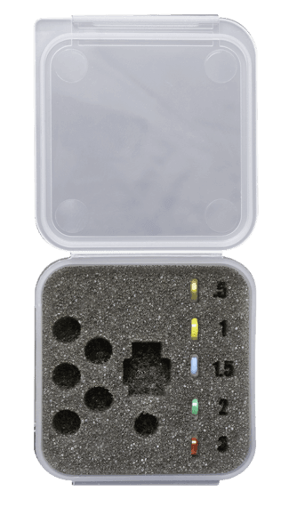 Specialty Archery PXS Target Peep Clarifier Kit in a foam-lined plastic case