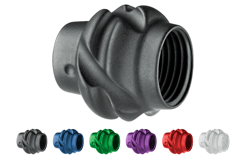 Specialty Archery PXS Target Peep in black with six color options on gray background