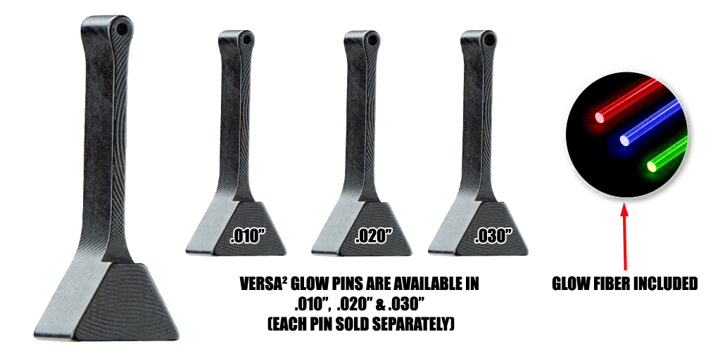 Specialty Archery Versa3 Glow Pins in .010, .020, .030 sizes with included red, blue, green glow fibers.