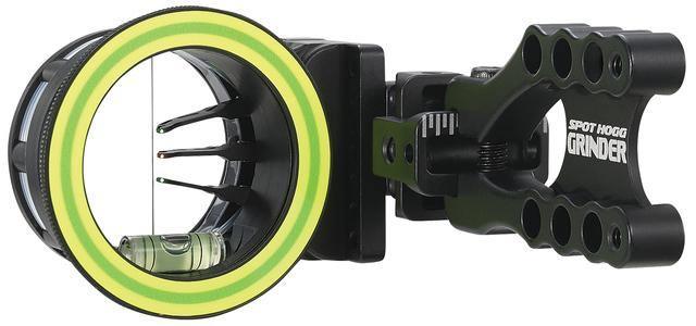 Spot Hogg Grinder MRT archery bow sight with green ring and level