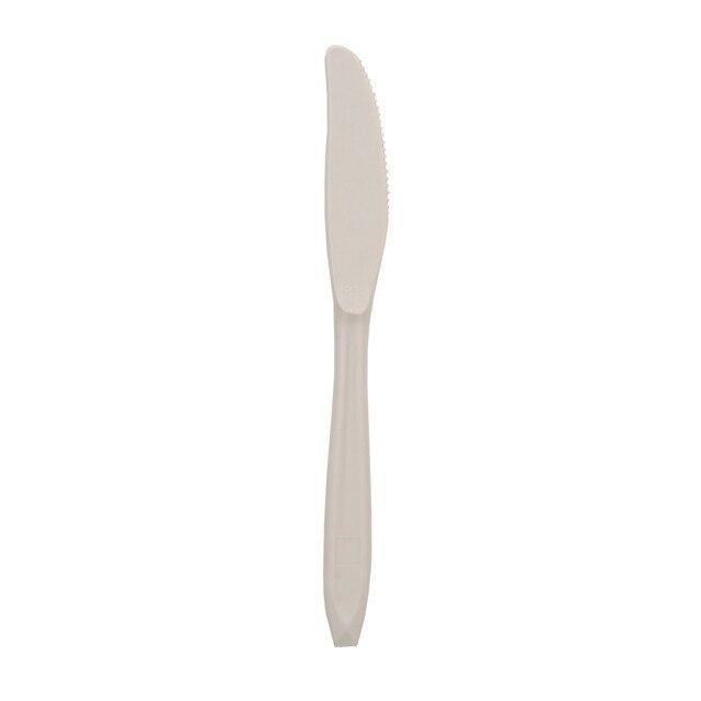 Plastic serrated knife from Stansport 16-piece cutlery set on white background