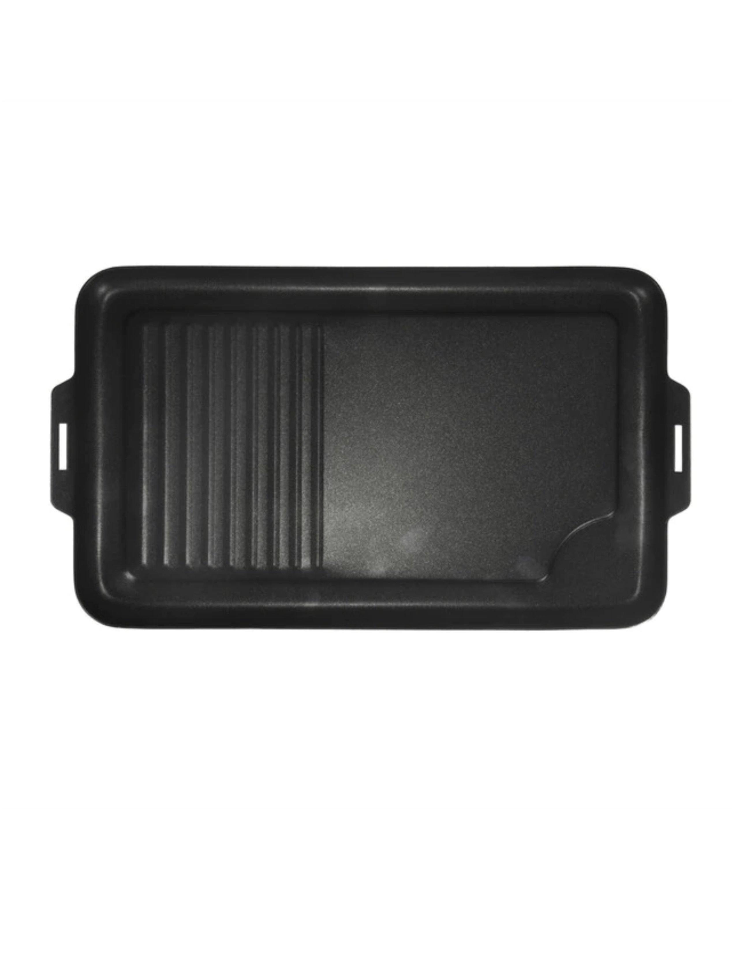 Rectangular Stansport aluminum non-stick griddle with dual side handles and ridged surface