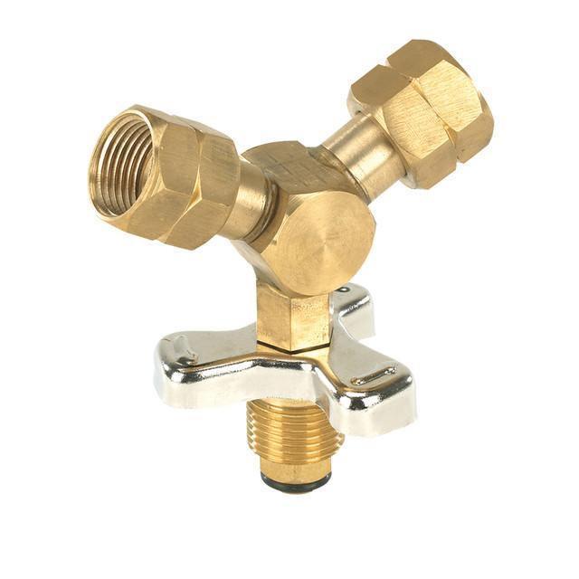 Brass bulk tank Y-connector with female fittings for propane gas applications