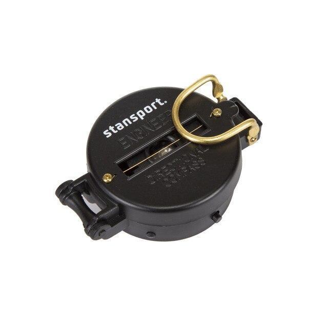 Stansport metal lensatic compass with black case and gold loop for outdoor navigation
